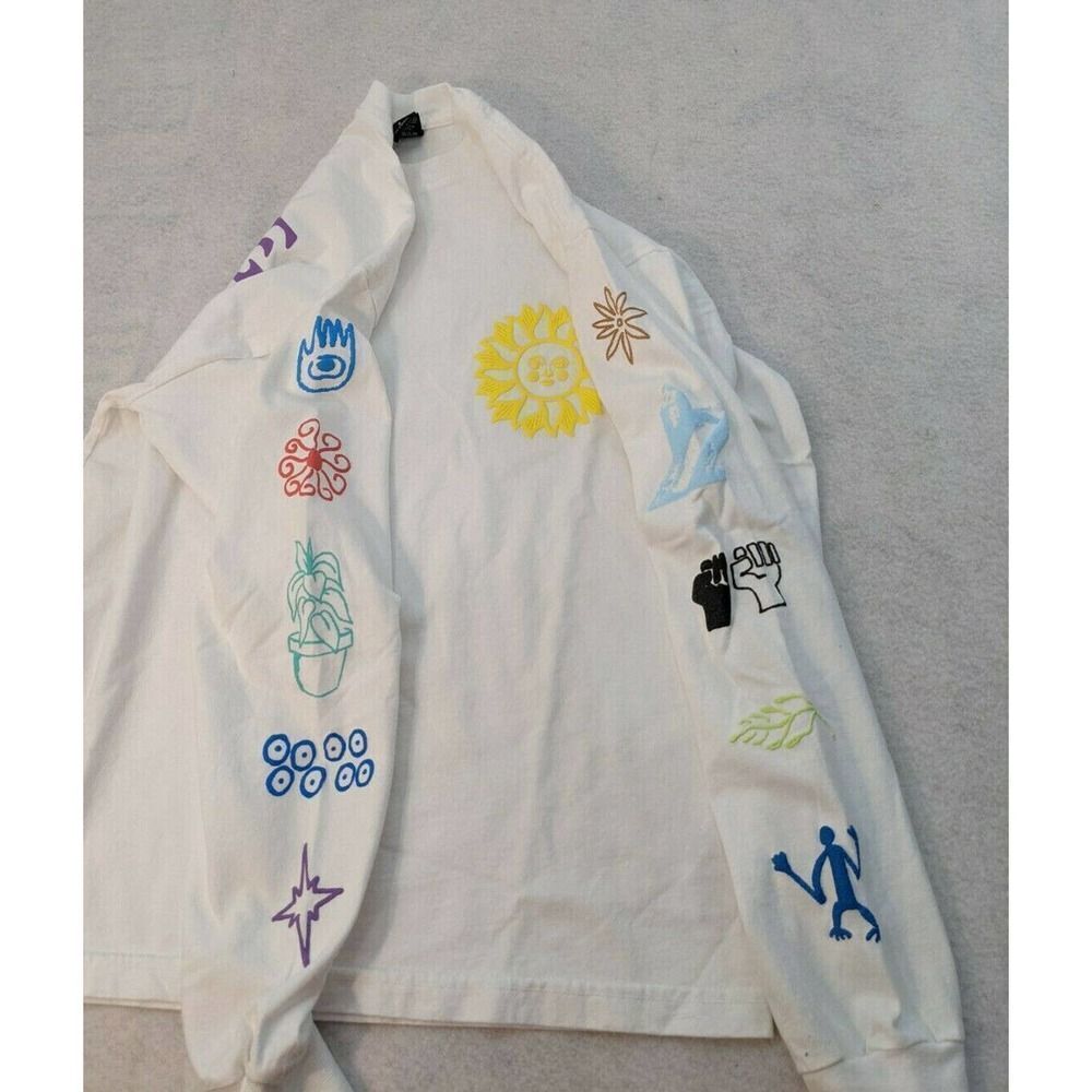 Obey Social Justice Peace Equality Long Sleeve T-shirt Small White Crew Neck NWT - Picture 4 of 7